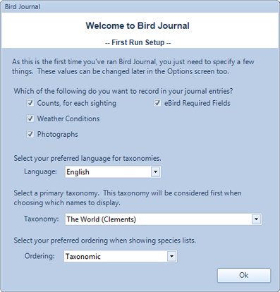 Getting started: Loading Bird Journal for the first time