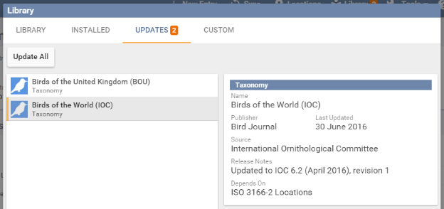 Library update notifications